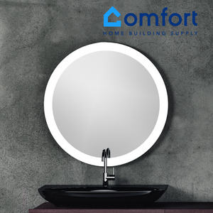 Round LED Bathroom Mirror with Touch Switch, Time Display, and Magnifier (Wall-Mounted, MR-026)