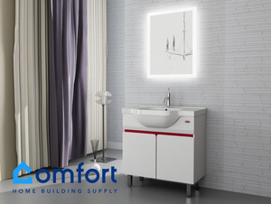 Rectangular Frameless LED Backlit Mirror with Magnifier and Time Display (Wall-Mounted, MR-029)