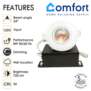 Eyeball LED Downlight 3-inch 8W (CEL3-A 3" Dimmable 3000K)