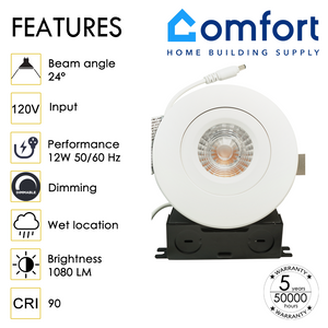 Eyeball LED Recessed Downlight 4-inch 12W (CEL4-A 4" Dimmable ETL Listed 3000K)