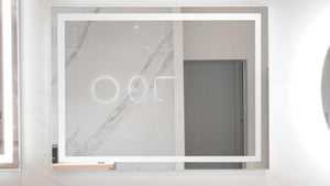 Rectangular LED Bathroom Mirrors with Touch Switch, and Time Display (Wall-Mounted , MR-028)