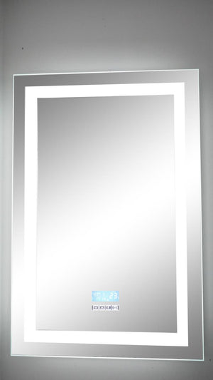 Rectangular LED Bathroom Mirrors with Touch Switch, and Time Display (Wall-Mounted , MR-028)